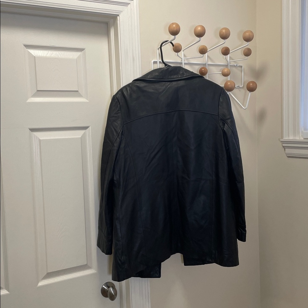 Danier - Classic 90s Vintage Button Down LeatherJacket With Liner - Black S - Picture 6 of 14